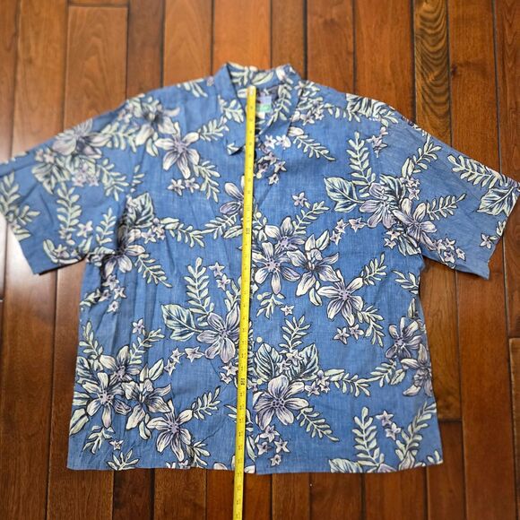 REYN SPOONER Shirt Men's 3XL Blue Abstract Floral Hawaiian Lily Full Cut - Picture 5 of 8